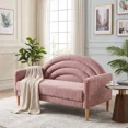 thumbnail image 1 of 49 Inch Small Loveseat Sofa for Small Spaces,Mid Century Modern Linen Upholstered 2 Seat Couch with Rainbow Backrest,Pink, 1 of 9