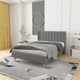 thumbnail image 1 of Zanmintaobo Upholstered Platform Bed Frame with Tufted Wingback, Full Size, Gray, 1 of 8