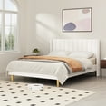 thumbnail image 1 of Zanmintaobo Upholstered Platform Bed Frame with Tufted Wingback, Queen Size, Cream, 1 of 1