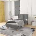 thumbnail image 1 of Zanmintaobo Upholstered Platform Bed Frame with Tufted Wingback, Twin Size, Gray, 1 of 5
