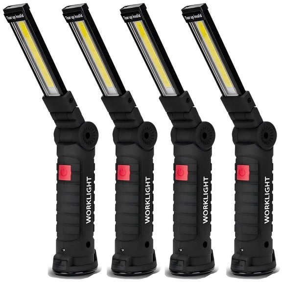 Zanoid 4-Pack Rechargeable LED Work Light with Magnetic Base 360 Rotation 5 Modes Bright Inspection Flashlight for Car Repair, Garage & Outdoor Use