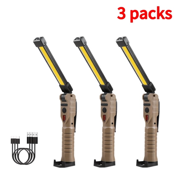 Zanoid Magnetic Rechargeable LED Work Light, 7 Lighting Modes 180 Rotatable COB Handheld Flashlight with Power Display & Emergency Red Light