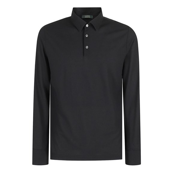 Zanone Long-Sleeve Polo Shirt With Elegant Buttoned Collar (Men's)