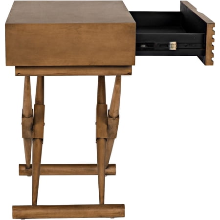 Zanta Saddle Brown Traditional Side Table-Mahogany Grace