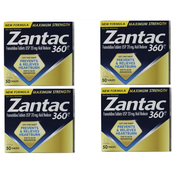 Zantac 360 Maximum Strength 50 Tablets (Pack of 4)