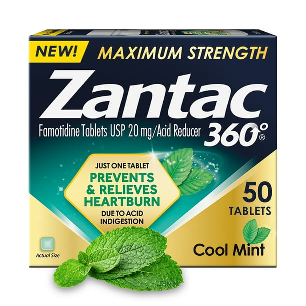 Zantac 360 Maximum Strength Prevents & Relieves Heartburn Cool Mint