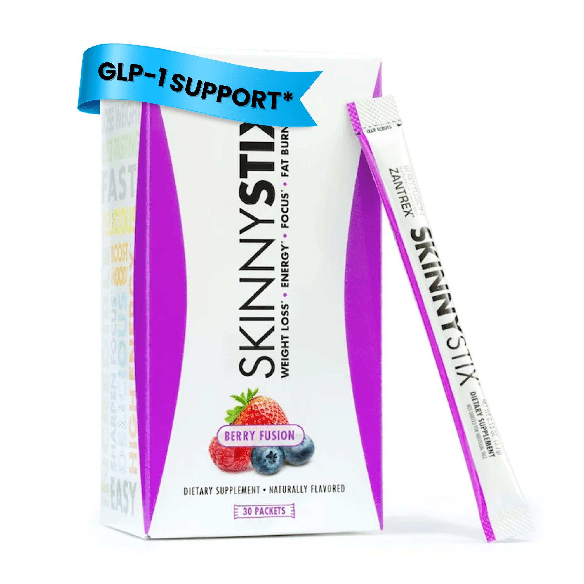 Zantrex SkinnyStix GLP-1 Support  Energy, Weight Loss, Appetite Suppressant, 30 Packets, Berry Flavor