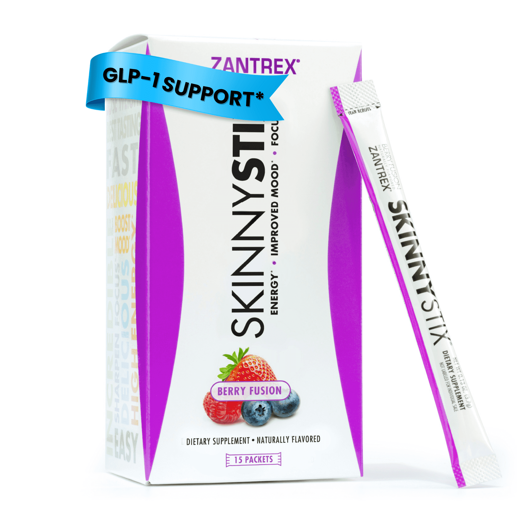 Zantrex SkinnyStix GLP-1 Support  Energy, Weight Loss, Appetite Suppressant, 15 Packets, Berry Flavor