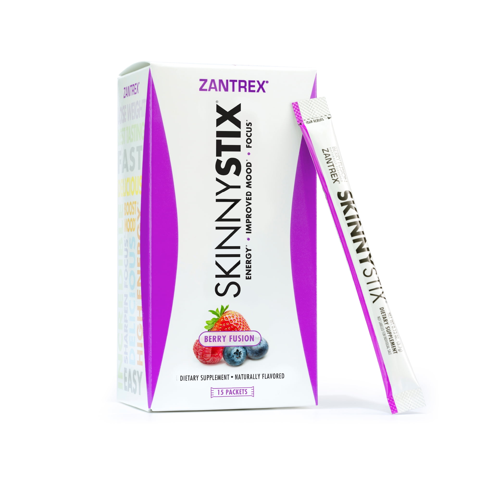 Zantrex SkinnyStix Energy Drink + Antioxidants, Focus Boost, Berry Fusion 15Pack