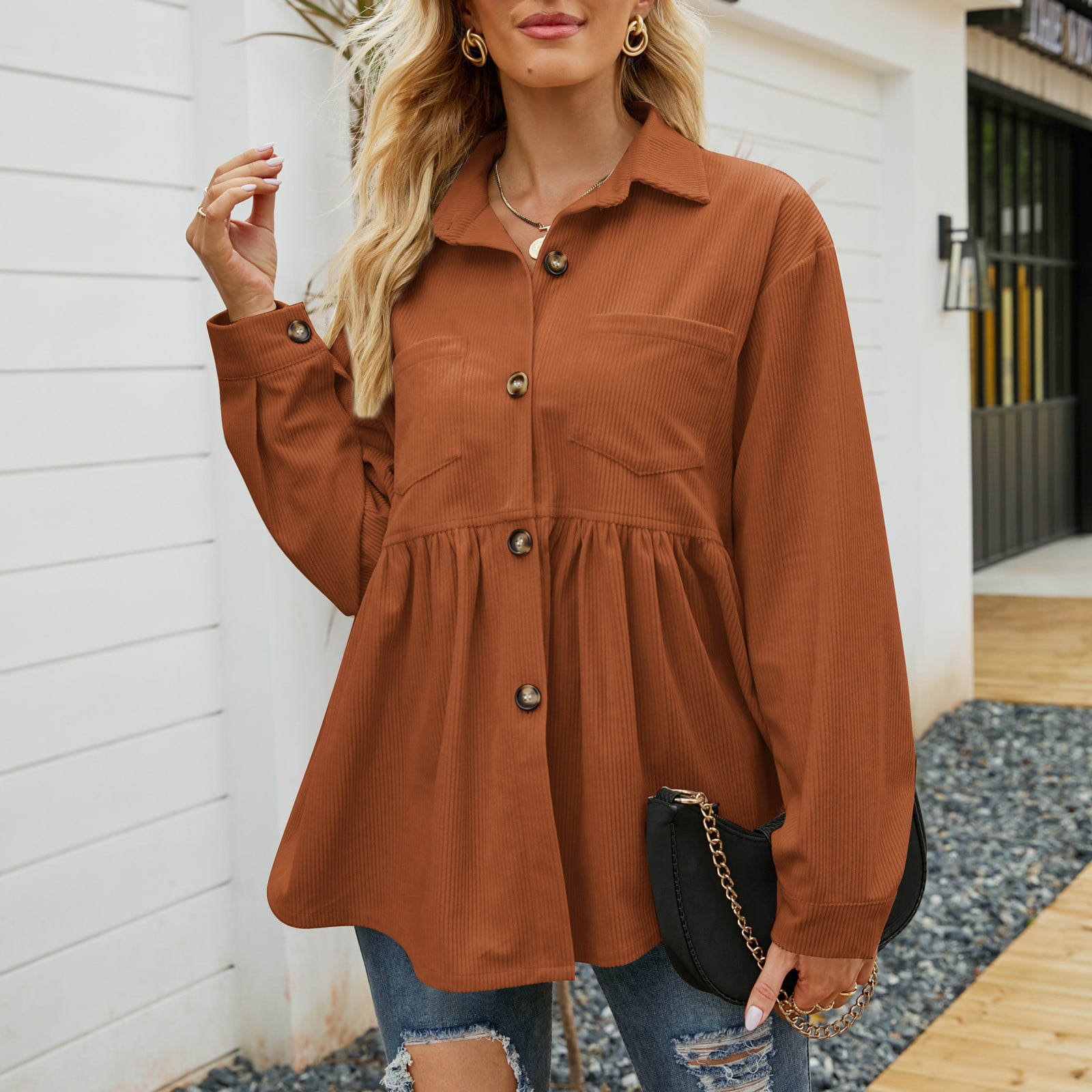 Zanvin Fall Shirts Sales Clearance! Women's Casual Solid Color