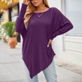 thumbnail image 1 of Zpanxa Fall Shirts Sales Womens Autumn Winter Plus Size Pullover Tops Casual Long Sleeve Blouse Sweatshirt, Purple, XXXXL, 1 of 8