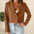 thumbnail image 1 of ITSUN Fall Short Blazer Jacket for Women, Women Business Attire Lapel Solid Color Slim Fit Short Long Sleeve Cardigan Coat Tops Brown XXL, 1 of 9