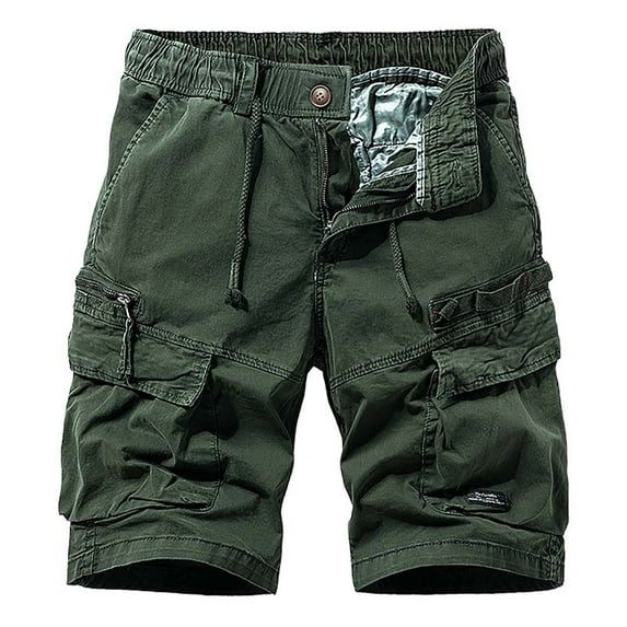 Zanvin Mens Flat Front Shorts, Mens Cargo Shorts Clearance, Men's Loose Casual Athletic Shorts Straight Leg Shorts with Pockets , Soft and Breathable, Army Green, 31