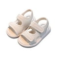 thumbnail image 1 of SROBPTY Sandals on, Kids Sandals, Toddler Sandals, Baby Girls Boys Children's Beach Shoes Soft Sole Toe Crash Sandals Roman Sandals, Beige, 3-4 Years, 1 of 7
