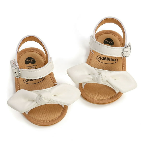 Zanvin Sandals, Toddler Sandals, Toddler Shoes Baby Girls Cute Fashion Cotton Buckle Bow Non-slip Soft Bottom Sandals, White, 0-6 Months