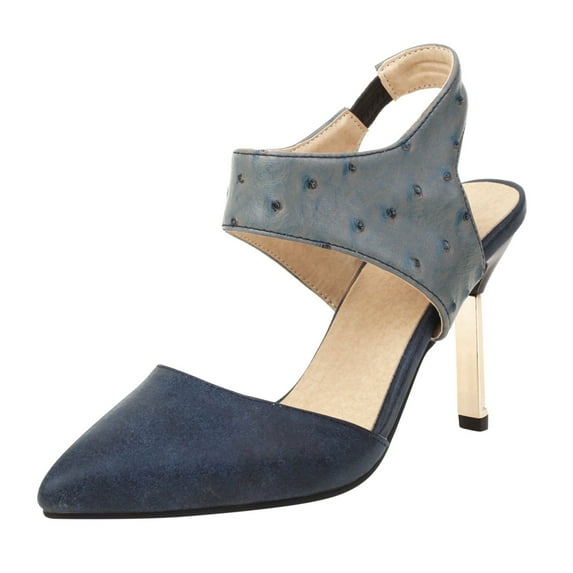 Zanvin Women's Sandals Shoes on Clearance, up to 30% off, High Heels, Women's Shoes Elastic Band Sandals Super High Heel Pointed Toe Casual Plaid Stilettos, Blue, 43