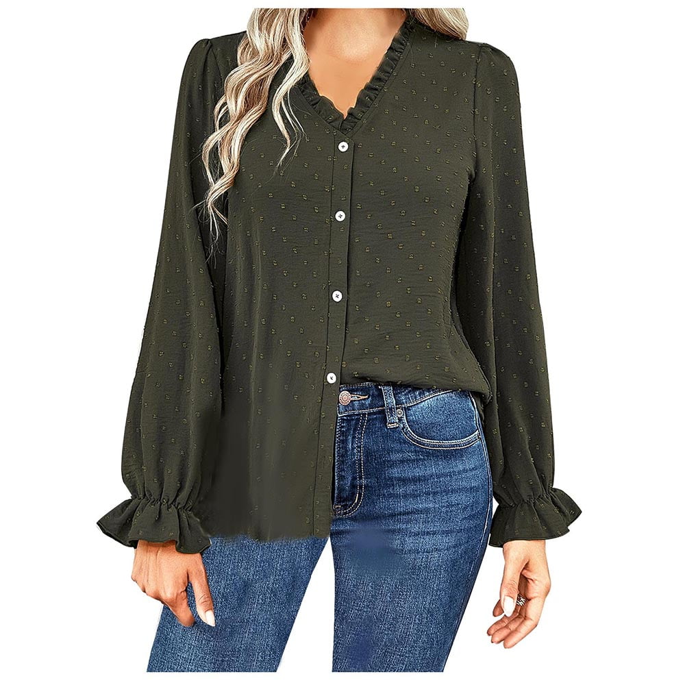 Zanvin Womens Fall Fashion Tops 2022 Clearance, Womens Fashion Summer V  Neck Leisure Long Sleeve Solid Tops Army Green M, Gifts for Women 