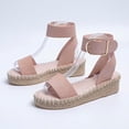 thumbnail image 1 of Zanvin Womens Sandals Clearance Summer Ladies Shoes Slope Heel Thick Soled Straw Woven Metal Buckle Women's Sandals, Pink, 39, 1 of 7