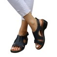 thumbnail image 1 of Summer Ladies Slippers Casual Women's Shoes Roman Fish Mouth Casual Wedges Sandals, Blue, 37, 1 of 7