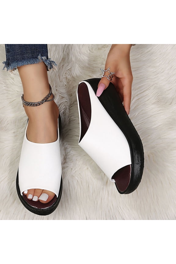 Womens Sandals Clearance Summer Ladies Women Flat Thick Soled Shoes Fashion Casual Roman Sandals, Sandals for Women Dressy Summer, White, 38