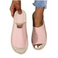 thumbnail image 1 of Zanvin Womens Sandals Clearance Women Summer Casual Sewn Fisherman's Flat Bottomed Hand Woven Hemp Rope Bottom Slippers, Pink, 43, 1 of 7