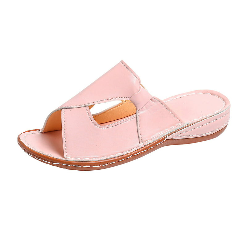 Zanvin Womens Sandals Clearance Women's Casual Platform Qedge Heel Open Toe  Plus Size Sandals And Slippers, Pink, 37 