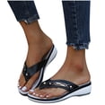 thumbnail image 1 of Women's Ladies Fashion Casual Sandals Shoes Outdoor Flip Flops Beach Wedges Slippers, Black, 36, 1 of 7