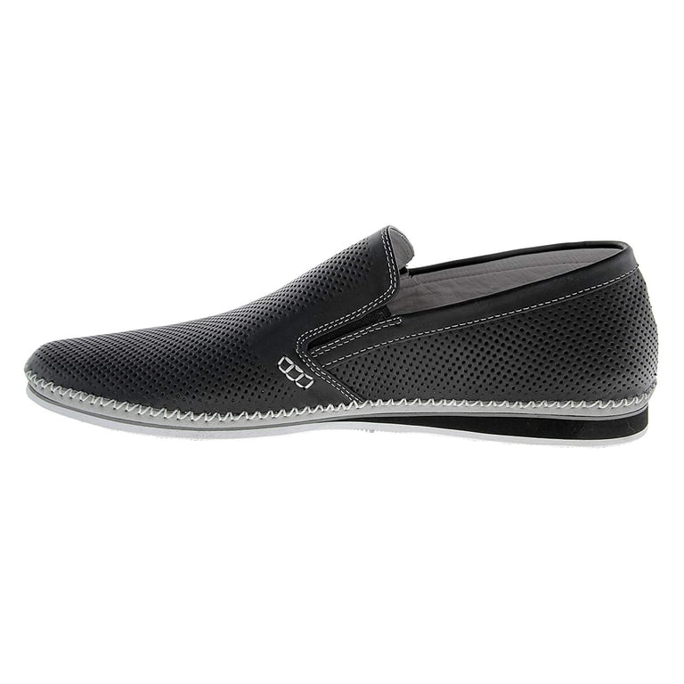 Zanzara Mens Merz Perforated Leather Slip On Shoes (Black  display picture 1