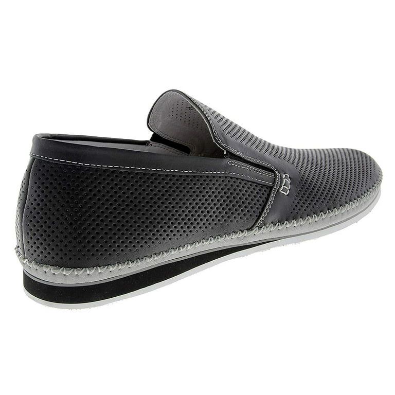 Zanzara Mens Merz Perforated Leather Slip On Shoes Black 9