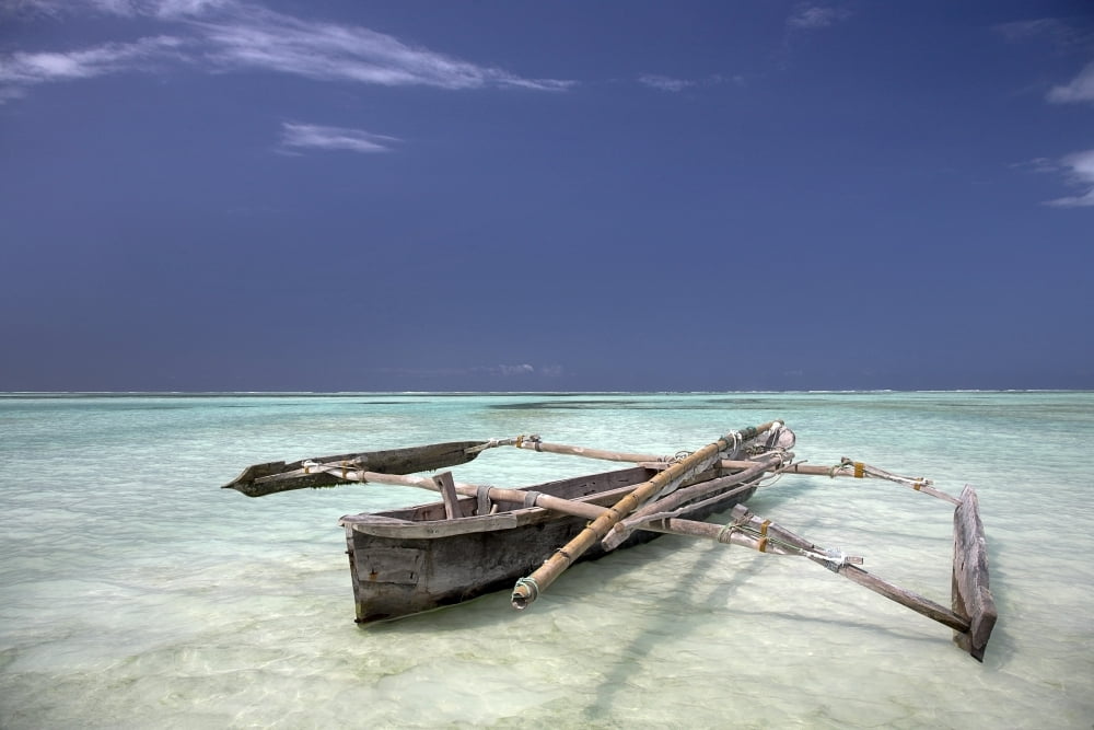 Zanzibar Africa Dhow In The Water Canvas Art - Chris Upton Design Pics (18 x 12)
