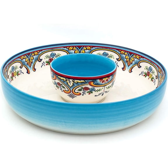 Zanzibar Chip and Dip Bowl, 2 Piece Set, Multicolor, 24 ounces