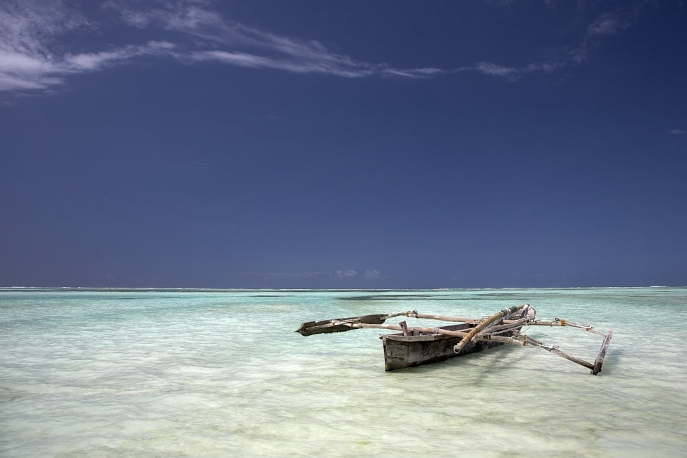 Zanzibar Tanzania Dhow In Shallow Water Canvas Art - Chris Upton Design Pics (36 x 24)