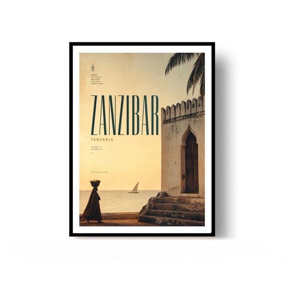 Zanzibar Tanzania Island Travel Vintage Travel Landscape Cityscape Wall Art Decor Unframed Paper Print