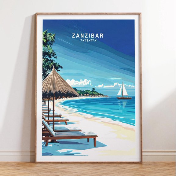 Zanzibar Tanzania Scenic Island Nature Print, Unframed Paper Print Size 8x12