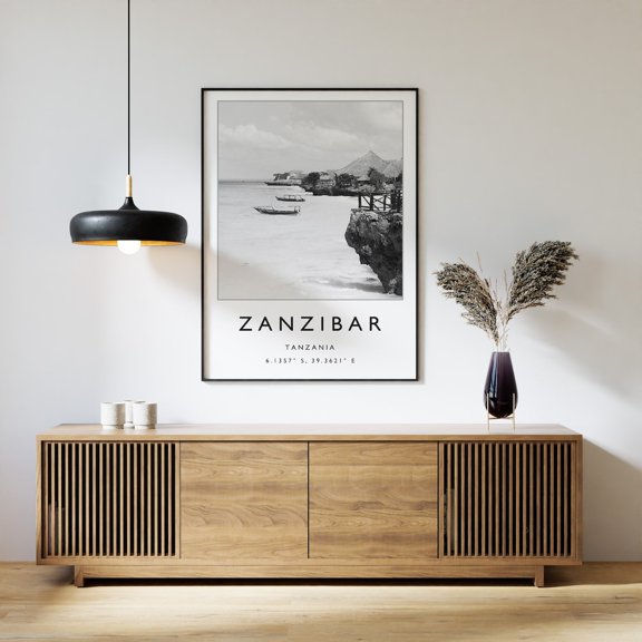 Zanzibar Travel Minimalist Black And White Tanzania Print, Unframed Paper Print