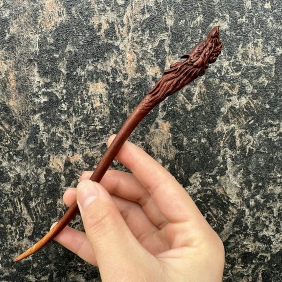 Zao Wood Hairpin Carved Dragon Head Hair Stick Chinese Style Updo Accessory for Women Traditional Handmade Hairpin