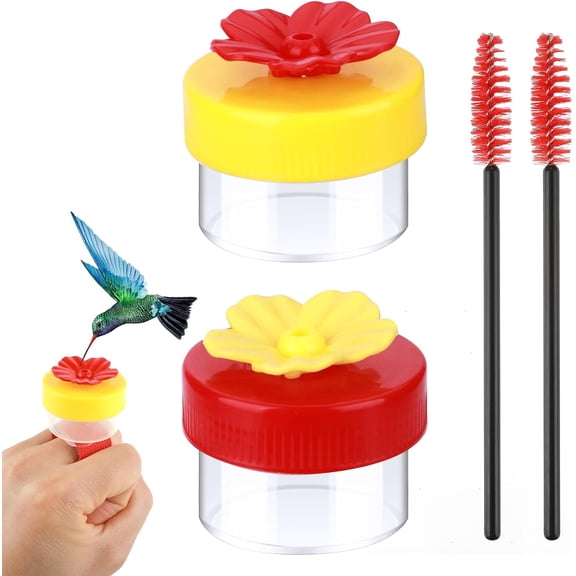 Zaoz 2 Pack Hummingbird Hand Feeder Flower Handheld Hummingbird Feeders Mini Hummingbird Feeder Ring Style Hummingbird Ring Feeder for Outdoors Hand Feeding Tools A418