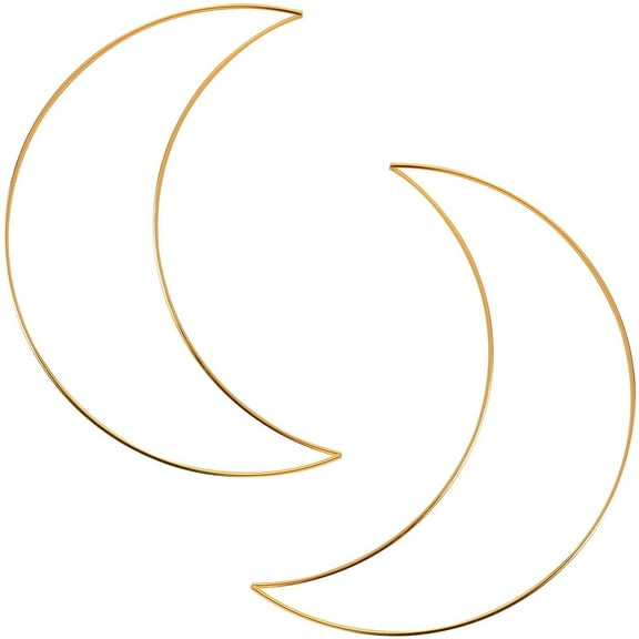 Zaoz 2 Pcs Moon Dream Catcher Hoops, Moon Macrame Frame Metal Craft Moon Shaped Rings Hoops Gold Macrame Hoops Rings Moon Floral Wreath for Making Wedding Wreath Decor and DIY Craft A418