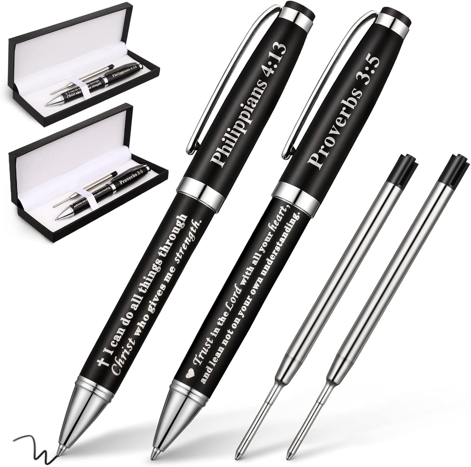 Ancolo Engraved Pen Gift Set - Personalized With Name/Message, Includes Pen Box & Refills