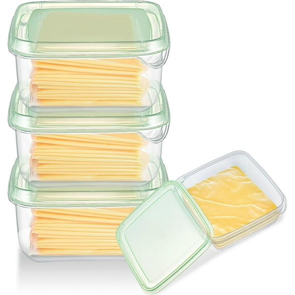 Zaoz 3 Pcs Sliced Cheese Container for Cheese Slice Holder with Lids Plastic Clear Box for Fridge Airtight for Fridge Dessert Container for Refrigerator Food A418