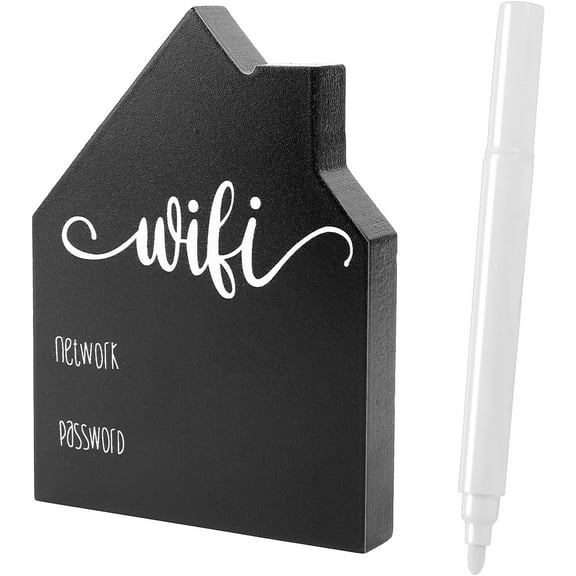 Zaoz Wifi Password Wifi Sign for Guests Guest Wifi Password Sign Pattern Wooden Table Sign for Home Freestanding Chalkboard Style House Shape with Board Table Decorative Sign for Room A418