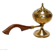 Zap Impex Brass Incense Burner with Long Wood Handle Size- 9 inches