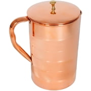 Zap Impex Indian Pure Copper Pitcher with 4 Glass Set, Decanter Beverage jug Capacity 1.5 Liters Color Brown