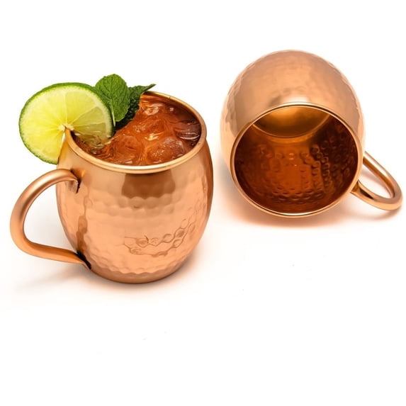 Zap Impex Pure Copper Hammered Brown Moscow Mule Drinking Barrel Mug Set of 2