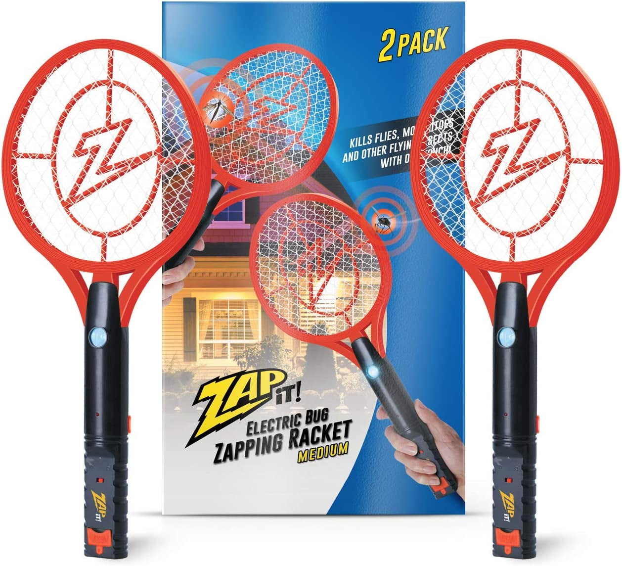 Zap It Bug Zapper Rechargeable Racket, Electric Fly Swatter, Mosquito ...