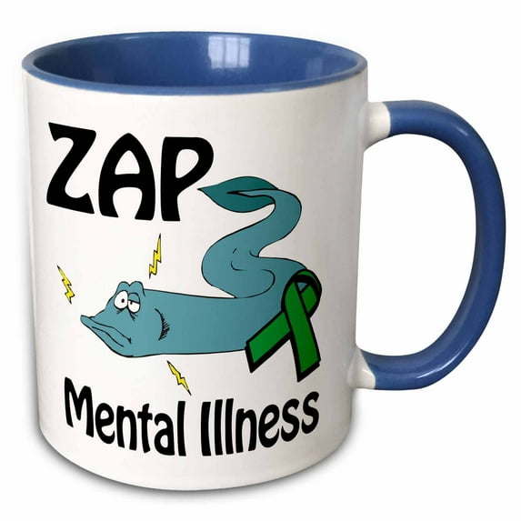 3drose, Zap Mental Illness Awareness Ribbon Cause Design, 11oz Two-tone Blue Mug
