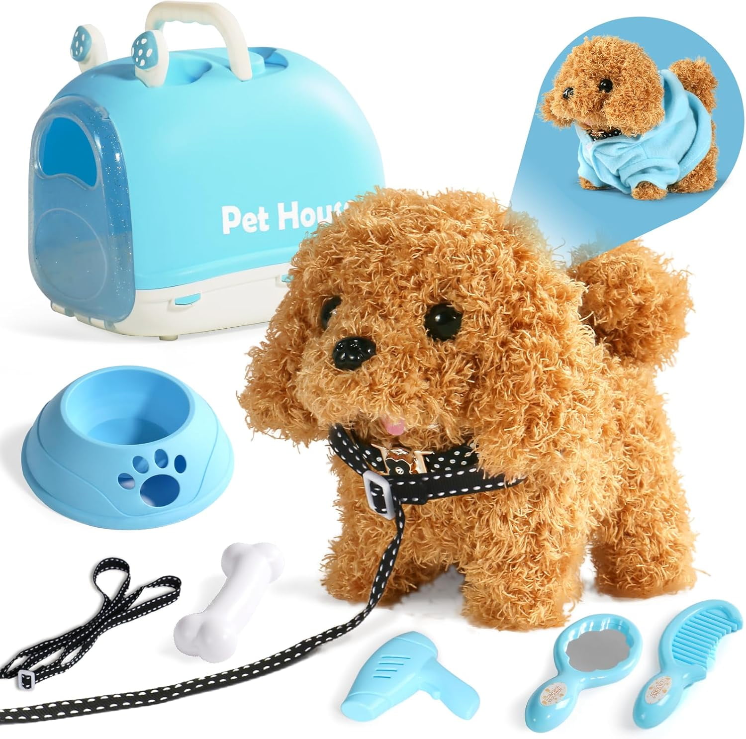 Realistic Robot Puppy Dog Toy For Kids Interactive Play, Walks