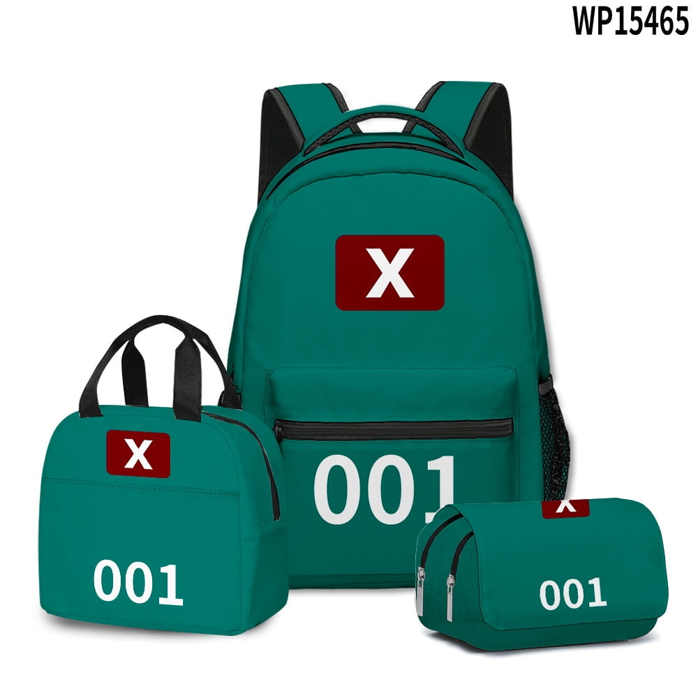 ZapZest Squid Game 3 School Backpacks 3Pcs, 15.7" Durable Squid Games