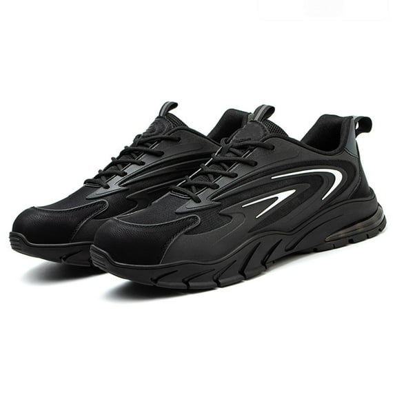 Zapatos De Seguridad para Hombre, Zapatos De Trabajo Ligeros con ColchóN De Aire, Puntera De Acero, Zapatillas Deportivas, Negro, Eu 37-46