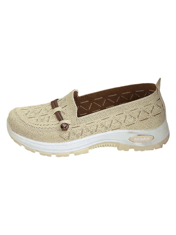 Zapatos Ortopedicos para Mujer, Women's Woven Orthopedic Breathable Soft Sole Shoes, Go Walking Slip On Casual Comfortable Diabetic Sneaker